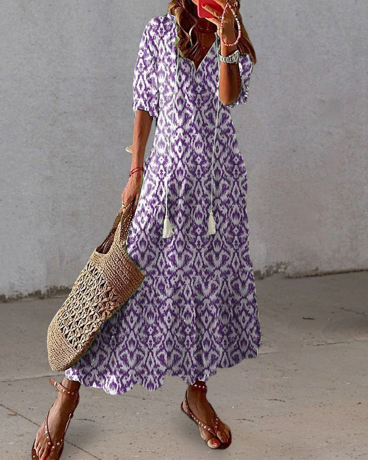 SUZANNE | BOHO VINTAGE V-NECK SUMMER DRESS