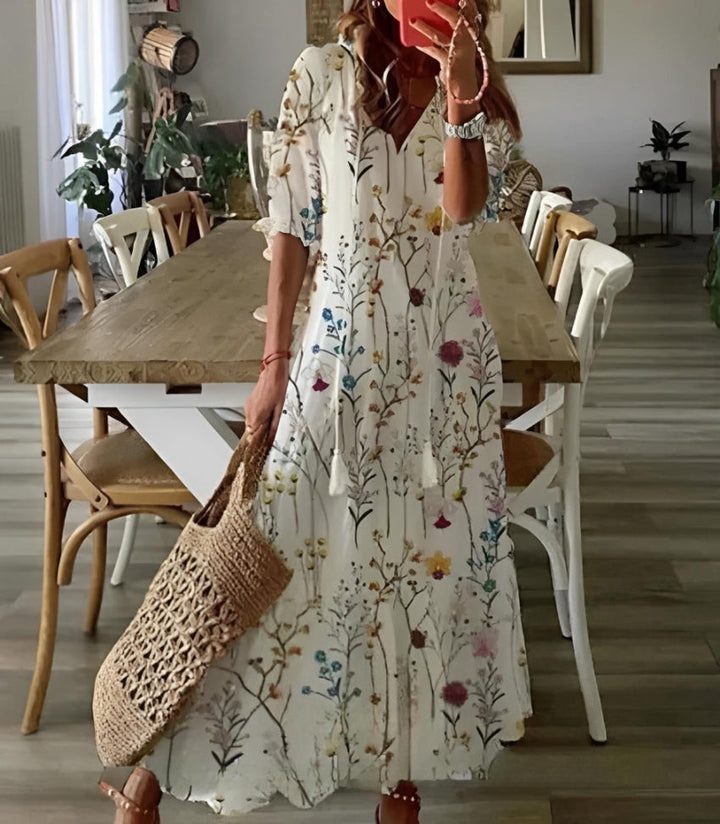 SUZANNE | BOHO VINTAGE V-NECK SUMMER DRESS